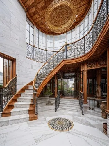 marble floor,circular staircase,winding staircase,spiral staircase,outside staircase,staircase,spiral stairs,luxury home interior,wooden stair railing,mansion,stair,entrance hall,wooden stairs,luxury 