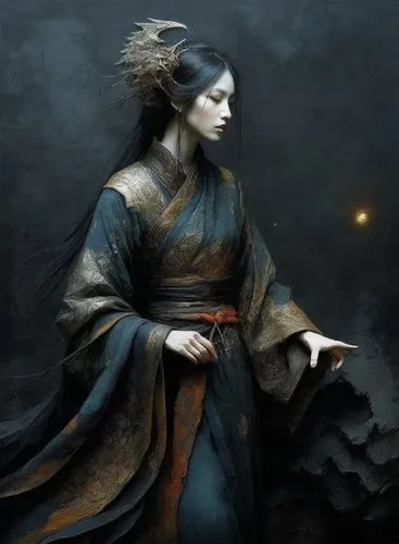 seimei,japanese art,hanfu,hakama,ugetsu,geiko,shunju,wudang,conjurer,daoist,komei,kunqu,yi sun sin,yushenkov,niten,rongfeng,hecate,norns,fingon,geisha,Illustration,Abstract Fantasy,Abstract Fantasy 18