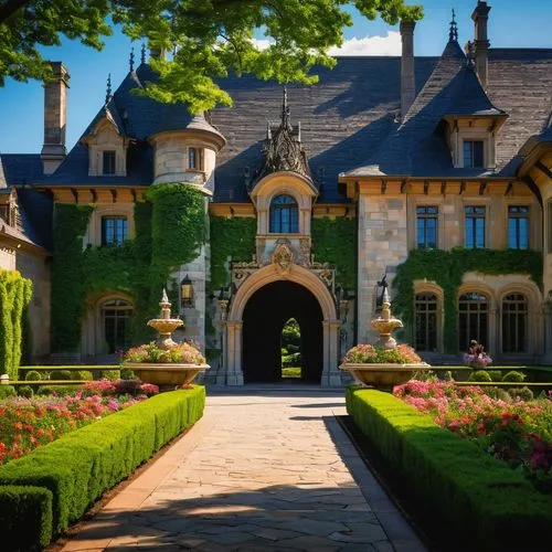 chateau,fairy tale castle,chateaux,fairytale castle,chateau margaux,zelenay,chateauesque,hotel de cluny,fairy tale castle sigmaringen,bendemeer estates,pierrefonds,dumanoir,manor,biltmore,royaumont,manoir,domaine,estates,monbazillac castle,castle sans souci,Art,Classical Oil Painting,Classical Oil Painting 15