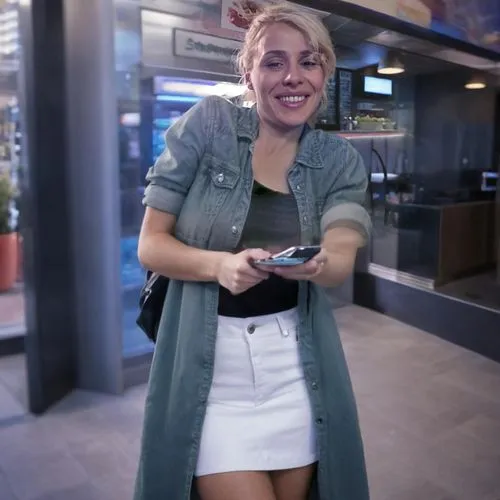 silphie,woman holding a smartphone,carbossiterapia,lindsey stirling,the girl at the station,barista,jena,staff video,pixie-bob,waitress,bank teller,jean jacket,greta oto,tori,wallis day,woman free skating,real estate agent,skort,jean shorts,lex