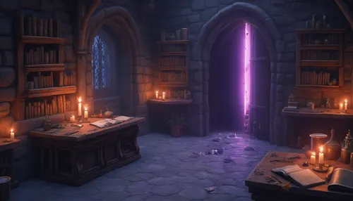 Purple lightning explodes through a door. Pieces of debris go flying.,spellbook,potions,apothecary,scriptorium,candlemaker,inglenook,diagon,alchemists,spells,spellcasting,potion,alchemist,wands,wizard