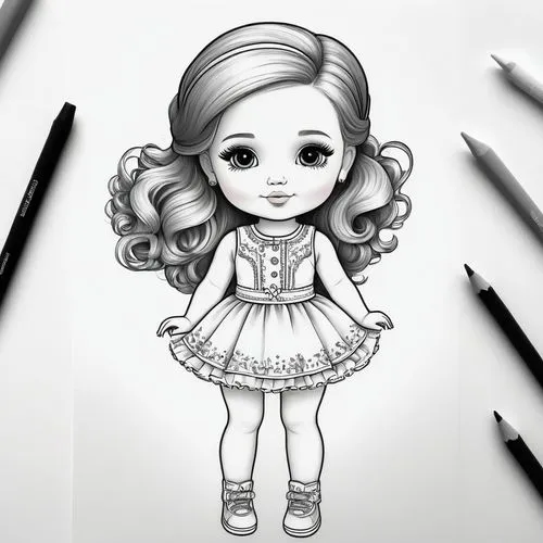 chibi girl,girl drawing,dorthy,dressup,girl doll,cute cartoon character,Illustration,Abstract Fantasy,Abstract Fantasy 02