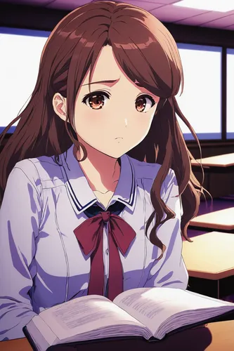 tsumugi kotobuki k-on,euphonium,akko,azuki bean,mikuru asahina,honmei choco,worried girl,haruhi suzumiya sos brigade,girl studying,cocoa,mc,she,maya,mari makinami,hiyayakko,mado,would a background,koto,aomoriya,school clothes,Illustration,Japanese style,Japanese Style 18