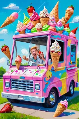 ice cream van,ice cream cart,ice cream cones,soft serve ice creams,rv,scoops,ice cream stand,sweet ice cream,ice-cream,tutti frutti,icecream,ice cream,kawaii ice cream,ice cream icons,ice creams,pink ice cream,dormobile,ice cream cone,mini e,ice cream shop,Conceptual Art,Oil color,Oil Color 21