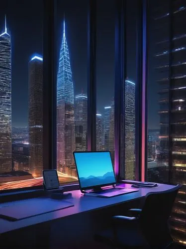 blur office background,modern office,computer room,cybercity,computer workstation,working space,pc tower,cybertown,desk,cyberscene,3d rendering,cyberview,offices,cyberport,workstations,cinema 4d,workspaces,office desk,3d background,futuristic landscape,Illustration,Japanese style,Japanese Style 20