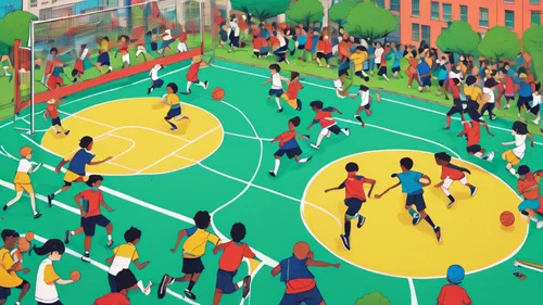 outdoor basketball,multi-sport event,outdoor games,youth sports,indoor games and sports,basketball court,playing field,bat-and-ball games,sports game,basketball board,children's soccer,game illustration,street sports,mini rugby,disabled sports,corner ball,basketball,olympic summer games,playing sports,soccer-specific stadium,Illustration,Japanese style,Japanese Style 16