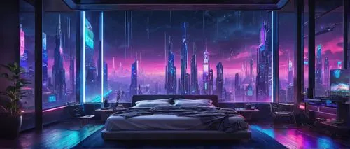 sleeping room,bedroom,sky space concept,futuristic landscape,modern room,ufo interior,sky apartment,room,great room,bedroom window,dream world,3d fantasy,one room,canopy bed,space art,blue room,rooms,futuristic,ornate room,fantasy landscape,Illustration,Realistic Fantasy,Realistic Fantasy 20