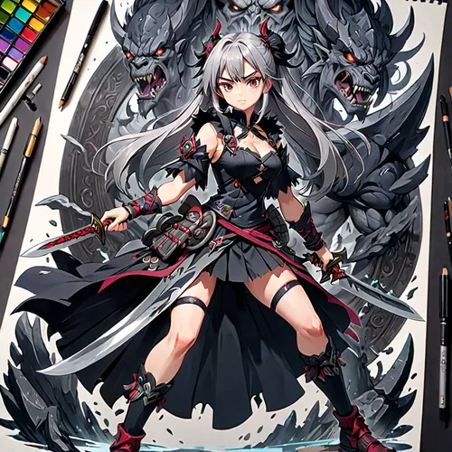 black dragon,a200,m4a4,crow queen,m4a1,nightingale,light cruiser,ar-15,painting pattern,dark-type,ruler,black angel,swordswoman,dark angel,kantai,medusa,seaplane tender,black raven,anchovy,heavy cruiser,Anime,Anime,General