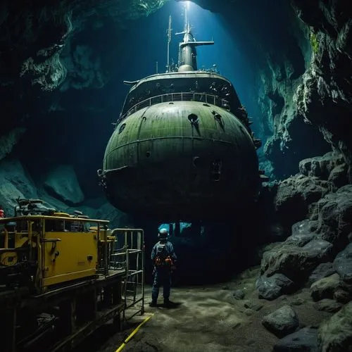 潛水艇維修.日式風格,deep sea diving,deep-submergence rescue vehicle,submersible,diving helmet,semi-submersible,diving bell,the bottom of the sea,deep sea,undersea,bottom of the sea,aquanaut,under the water,can