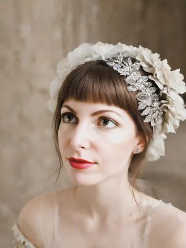 headpiece,millinery,unthanks,silver wedding,lafourcade,phryne,headdresses,feather headdress,bridewealth,bridal jewelry,tiaras,bridal,headdress,vintage woman,nolwenn,annulments,aislinn,white fur hat,flower hat,vintage angel