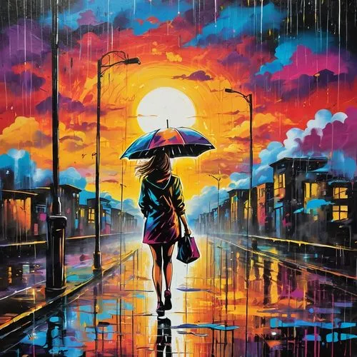 walking in the rain,little girl with umbrella,man with umbrella,oil painting on canvas,umbrellas,monsoon,umbrella,raindops,rainy,summer umbrella,golden rain,the sun and the rain,rainy day,rainy season,after the rain,rains,girl walking away,rain,after rain,graffiti art,Conceptual Art,Graffiti Art,Graffiti Art 07