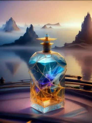 crystal ball,perfume bottle,prism ball,crystal ball-photography,glass sphere,crystal egg,crystal glass,rock crystal,cube sea,3d fantasy,cube background,crown render,message in a bottle,shard of glass,