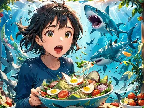 studio ghibli,ghibli,pescatori,sea foods,sea food,eat,Anime,Anime,Realistic