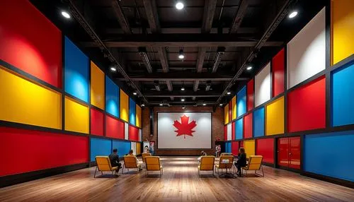 maple leaf red,canada,color wall,hall of nations,canada cad,mondrian,canadiense,canadia,cdn,contemporary decor,adjaye,children's interior,painted block wall,canadense,interior decor,phototherapeutics,glenbow,canada air,nationalbank,canadiana