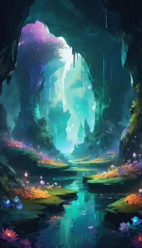 fantasy landscape,fairy world,underground lake,cave on the water,cave,fairy forest,fairy village,blue cave,sea cave,ice cave,mushroom landscape,druid grove,cave tour,fairy galaxy,elven forest,sea caves,forest glade,lagoon,blue caves,fantasy world,Conceptual Art,Fantasy,Fantasy 02