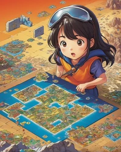 playmat,jigsaw puzzle,puzzle,mechanical puzzle,cubes games,adventure game,board game,game illustration,mahjong,gunkanjima,sandbox,yamada's rice fields,game arc,map world,action-adventure game,sudoku,sand road,excavation,kosmea,child playing,Illustration,Japanese style,Japanese Style 11