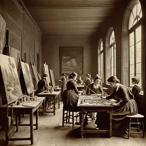 children studying,children drawing,art academy,school children,drawing course,athens art school,children learning,montessori,meticulous painting,class room,classroom,workhouse,braque francais,italian painter,vincent van gogh,artists,1900s,art painting,study room,painting technique,Illustration,Retro,Retro 11