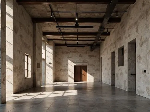 empty interior,empty hall,athens art school,factory hall,zumthor,corridor,reformatory,storerooms,industrial hall,daylighting,humberstone,kounellis,dachau,qasr azraq,majdanek,hallway,theresienstadt,clerestory,corridors,terezin