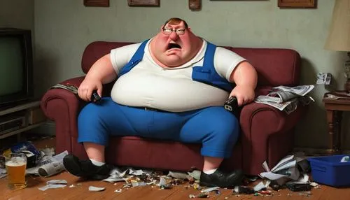 gluttony,prank fat,syndrome,hangover,internet addiction,animated cartoon,caricature,greek,watch tv,landfill,rubbish collector,man with a computer,junk food,drunkard,morning after,television character,bad day,recliner,cartoon people,waste collector,Art,Classical Oil Painting,Classical Oil Painting 33