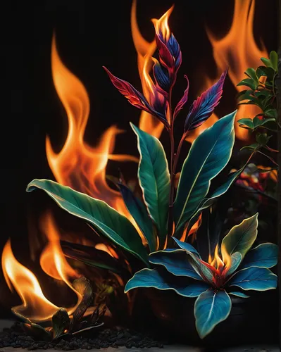 As the flames grew higher, and not a drop of water could be found...,fire flower,flame flower,fire lily,flame lily,flame vine,fire poker flower,fire background,fire-star orchid,dancing flames,torch li