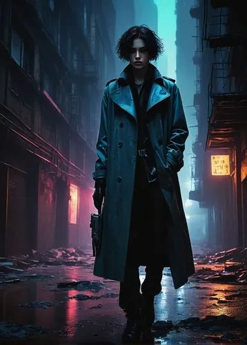 bladerunner,noir,trenchcoat,overcoat,otacon,cyberpunk,markus,darkman,akira,greatcoat,dante,hauer,vigilante,bebop,overcoats,coat,detective,jace,peacoat,morpheus,Art,Artistic Painting,Artistic Painting 40