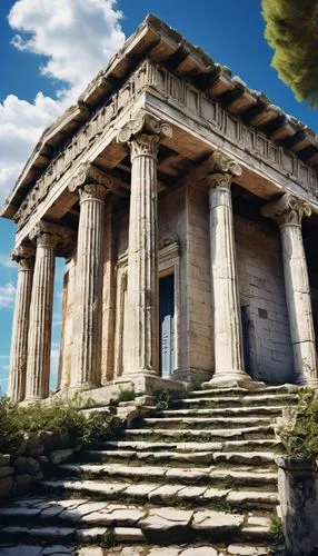 greek temple,erechtheion,artemis temple,amphipolis,pergamon,temple of diana,roman temple,messene,xanthos,garni,segesta,panagora,erechtheus,pergamum,temple of hercules,paestum,house with caryatids,temple of poseidon,italica,capitolium,Illustration,Abstract Fantasy,Abstract Fantasy 01