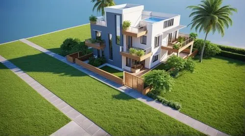 holiday villa,modern house,house by the water,tropical house,baladiyat,3d rendering,Photography,General,Realistic