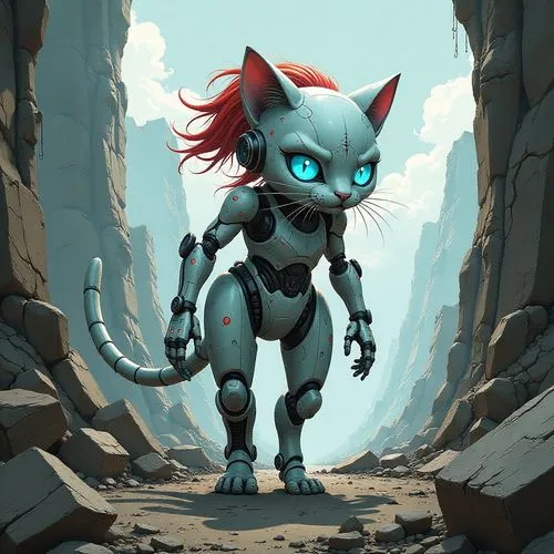 robotboy,cat warrior,gali,cartoon cat,meka,thundercats,Conceptual Art,Sci-Fi,Sci-Fi 05