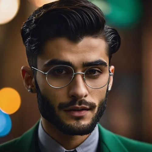 Zayn Malik as Edward Nygma with beard,zayn,zaim,silver framed glasses,zaydan,zayr,maliks,red green glasses,zain,pakistani boy,glasses glass,slytherin,zayid,marcel,malik,zayda,zany,zayak,zayad,ziaul,za