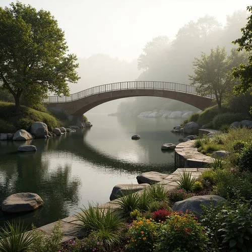 scenic bridge,wooden bridge,japanese garden,adventure bridge,stone bridge,dragon bridge,viola bridge,hanging bridge,garden pond,hangman's bridge,pond,angel bridge,river landscape,japanese garden ornament,soundbridge,footbridge,foggy landscape,gapstow bridge,morning mist,riverwood