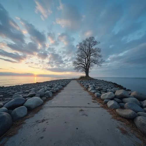 Point petrie, Ontario,the lone tree is in the distance by the ocean,baltic sea,rügen island,seawall,nordfriesland,ijsselmeer,the baltic sea,Photography,Documentary Photography,Documentary Photography 