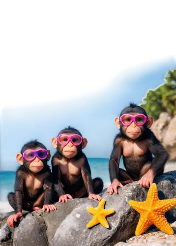 monkeys band,monkey family,simians,three monkeys,chimpanzees,monkey gang,monkeys,prosimians,starfishes,chimps,primates,bonobos,snorkelers,children's background,barbary monkey,monkeying,apes,macaca,beach background,primatologists,Art,Classical Oil Painting,Classical Oil Painting 05