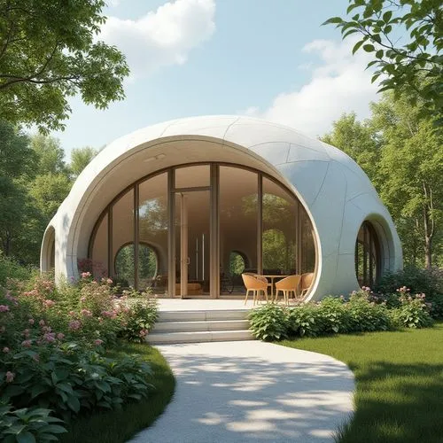 earthship,etfe,3d rendering,sketchup,round house,igloos,Photography,General,Realistic