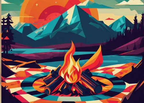 mountain top campfire,campfire,vermilion lakes,campfires,fire mountain,fire in the mountains,volcano,volcanos,travel poster,fire planet,volcanoes,camp fire,campsite,fire and water,wildfire,forest fire