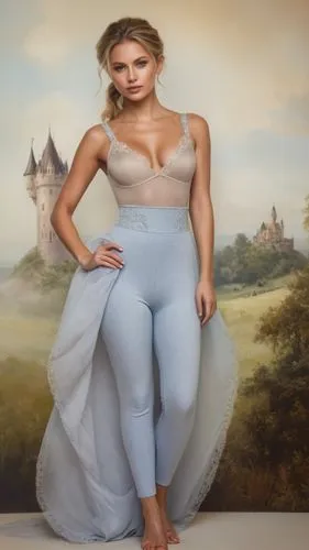 It is as if the castle were guarding this magical land, as if it had been abandoned for centuries. And in the foreground is the last German empress.,cinderella,fitness model,celastrina,social,strong w