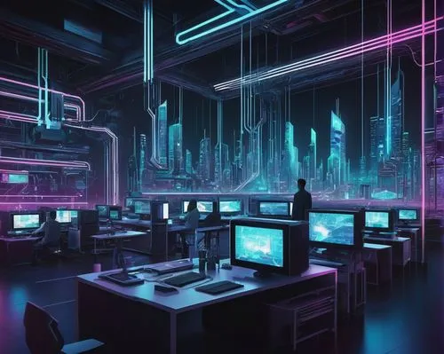 cybertown,cybercity,cyberworld,cyberscene,cyberport,cyberia,cyberspace,computer room,cyber,mainframes,cyberpunk,cyberview,cyberarts,cyberworks,cybernet,cyberonics,cybercafes,cybercasts,the server room,computerized,Illustration,Japanese style,Japanese Style 08