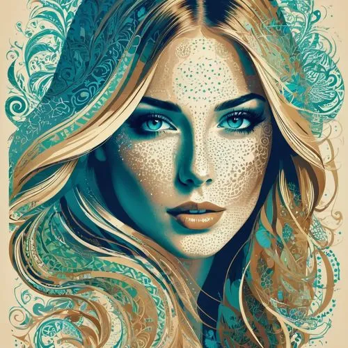 boho art,mermaid vectors,gold foil mermaid,mermaid background,fantasy portrait,turquoise,fashion vector,boho,color turquoise,digital art,gold foil art,filigree,fashion illustration,digital artwork,boho background,vector illustration,mystical portrait of a girl,fantasy art,portrait background,fairy peacock,Illustration,Vector,Vector 21