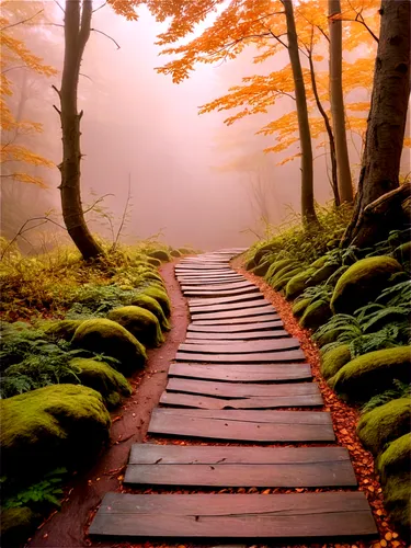 wooden path,appalachian trail,forest path,hiking path,the mystical path,wooden bridge,pathway,winding steps,the path,autumn forest,tree top path,autumn fog,path,germany forest,paths,foggy forest,stairs to heaven,walkway,moss landscape,wooden track,Art,Artistic Painting,Artistic Painting 02