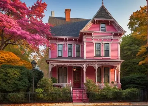 victorian house,victorian,victorian style,queen anne,rose pink colors,doll's house,henry g marquand house,new england style house,doll house,pink dawn,beautiful home,two story house,olympia washington,historic house,fringed pink,pink chair,old colonial house,row houses,october pink,house insurance,Art,Classical Oil Painting,Classical Oil Painting 18