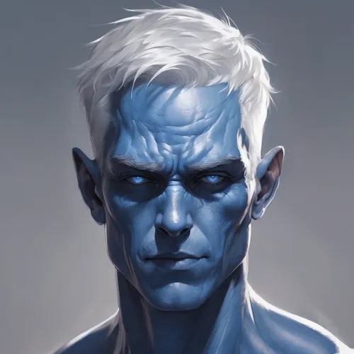 male elf,white walker,blue painting,dr. manhattan,mean bluish,iceman,smurf,blue snake,avatar,grey fox,digital painting,father frost,blue monster,dark elf,silvery blue,cleanup,blu,cobalt,violet head elf,male character,Conceptual Art,Fantasy,Fantasy 01