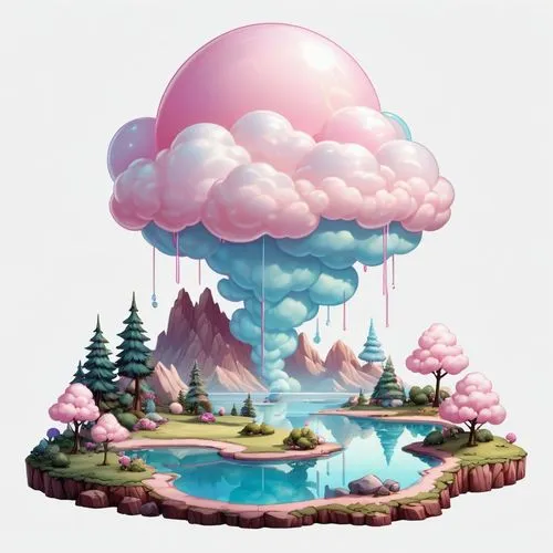 mushroom landscape,cloud mushroom,mushroom island,cloudmont,floating island,mushroom cloud,Illustration,Abstract Fantasy,Abstract Fantasy 11