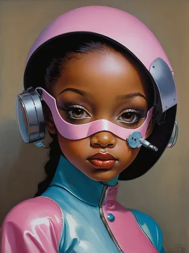 casque,oil on canvas,oil painting on canvas,oil painting,modern pop art,stewardess,respirator,girl portrait,afro american girls,safety helmet,painting technique,high-wire artist,meticulous painting,art painting,painter doll,personal protective equipment,head woman,sci fiction illustration,oil paint,safety mask,Conceptual Art,Fantasy,Fantasy 07