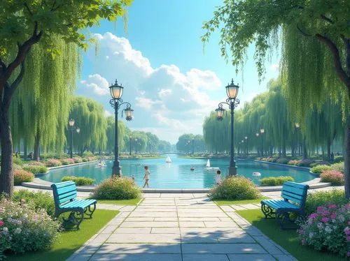 landscape background,waterfront,walk in a park,beauty scene,lilly pond,background design,idyllic,springtime background,summer day,canals,paradis,lily pond,waterside,uzak,cartoon video game background,lakeside,central park,grand canal,park lake,pond,Photography,General,Realistic