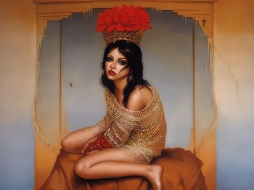 viveros,musidora,girl in a wreath,bohemian art,lachapelle,orientalist,heatherley,fantasy portrait,girl in cloth,orientalism,vanderhorst,tretchikoff,tiger lily,italian painter,lamour,cleopatra,romantic