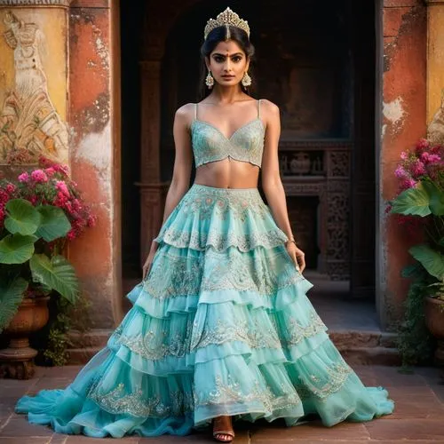 Eine indische tempeltänzerin,quinceanera dresses,quinceañera,ball gown,hoopskirt,evening dress,indian bride,strapless dress,fairy peacock,bridal party dress,tulle,tiana,cocktail dress,jasmine blue,fai