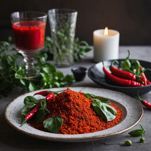 Create a romantic dinner menu with cayenne as a key ingredient.,muhammara,punjena paprika,tandoori masala,paprika powder,chili powder,harissa,smoked paprika,sambal chilli,cayenne pepper,cayenne,'nduja