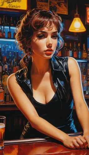 barmaid,bartender,nighthawks,cigarette girl,barkeep,barkeeper,Conceptual Art,Fantasy,Fantasy 04