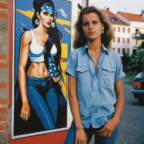 A gorgeous female street artist in Frakufrt a ain, Germany 1990,jortzig,east german,gibernau,schwartzbach,uschi,sandahl,jeanjean,bluejeans,godunov,richter,vintage boy and girl,jarno,viggo,harket,hilde