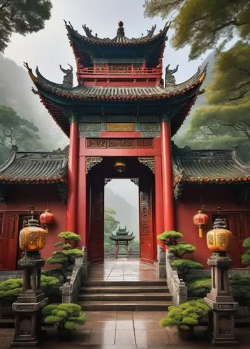 wudang,asian architecture,hall of supreme harmony,hanging temple,buddhist temple,yunnan,south korea,dojo,world digital painting,jingshan,taoist,qingcheng,oriental painting,tianxia,yiping,hengshan,hushan,qingming,taoism,wenhao,Illustration,Realistic Fantasy,Realistic Fantasy 15