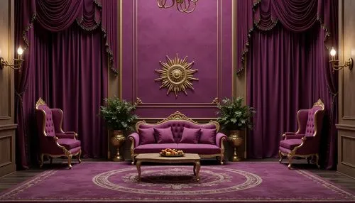 ornate room,the throne,royal interior,victorian room,purple wallpaper,throne,opulent,opulence,opulently,rich purple,royale,beauty room,purple,rococo,purple and gold,four poster,furnishings,interior decor,great room,the crown